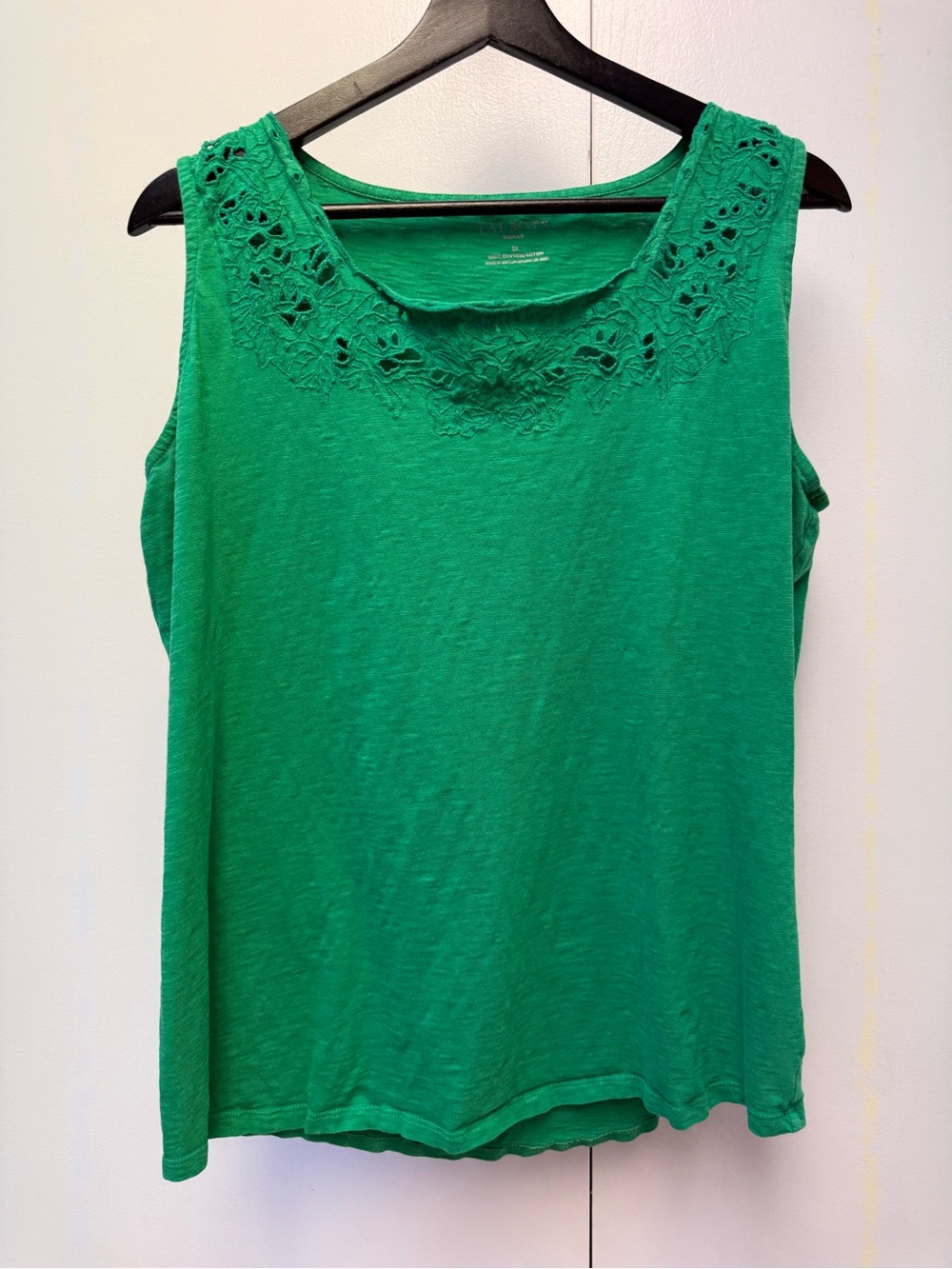 Talbots Emerald Green Sleeveless Tank with Crochet Detail Size 1X